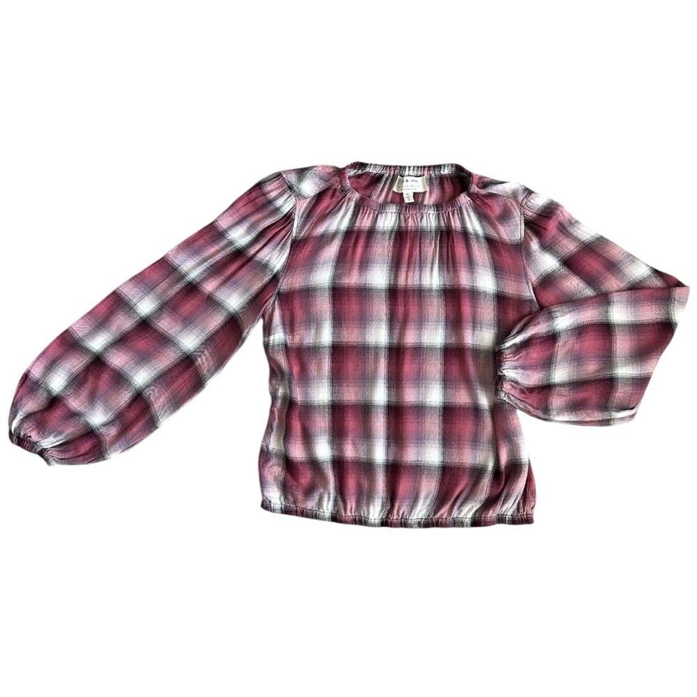 Anthropologie Cloth Stone Glacier Plaid Long Sleeve Top